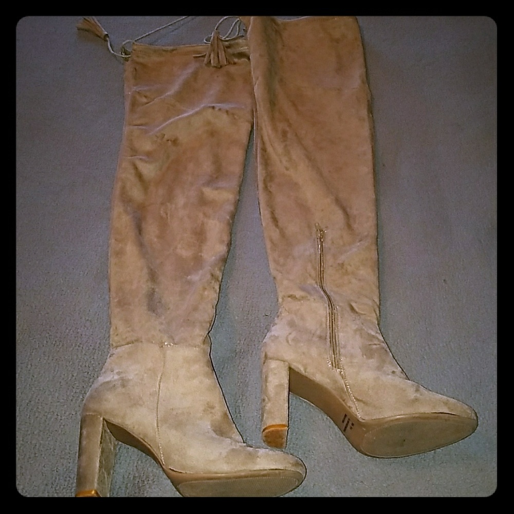 Thigh high suede like boots